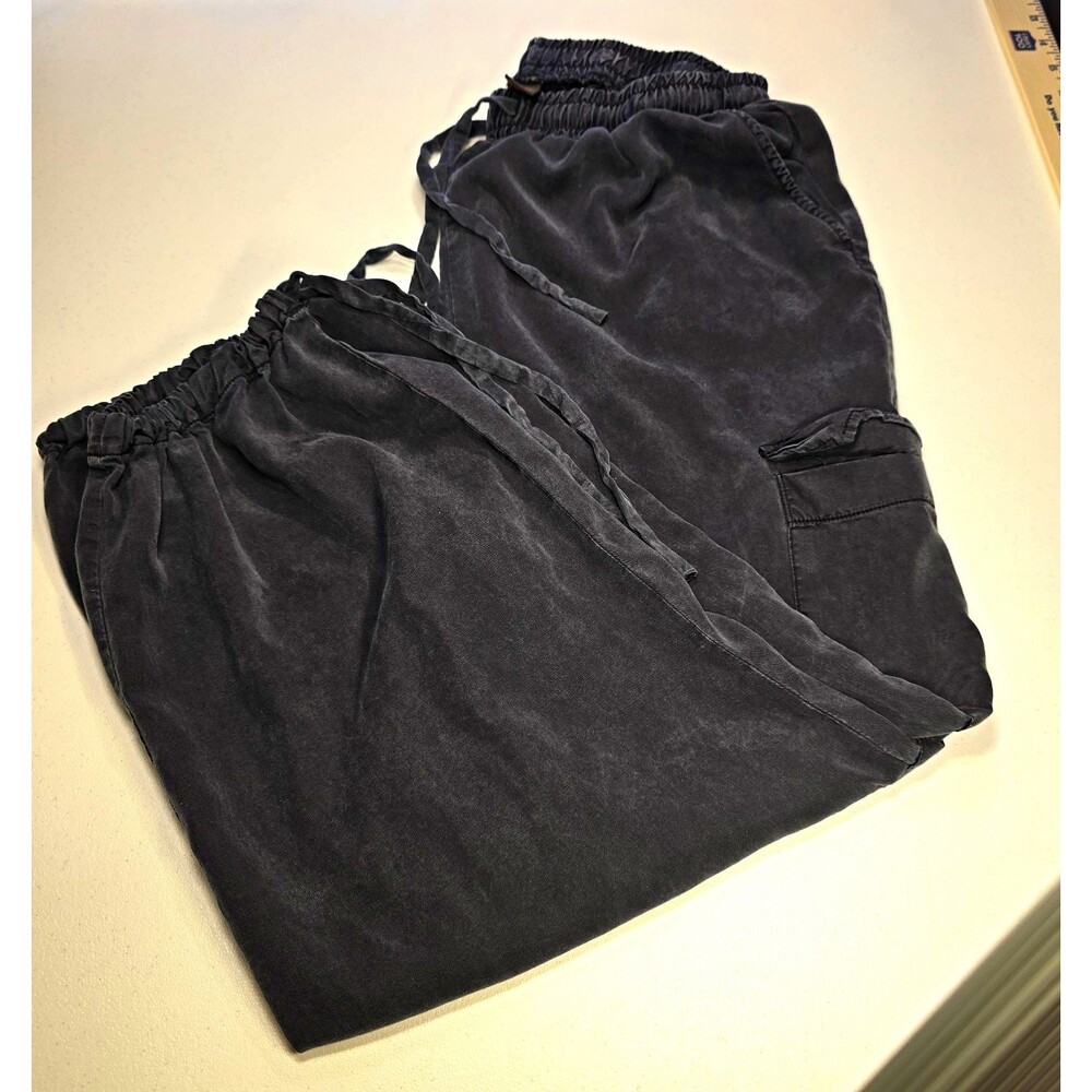 JW Junior size L Blk Cargo Pants Cotton Twill Elastic Waist Drawstring Pockets M